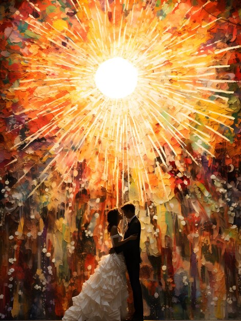 Wedding backdrop background illustration design couple in love marriage bride