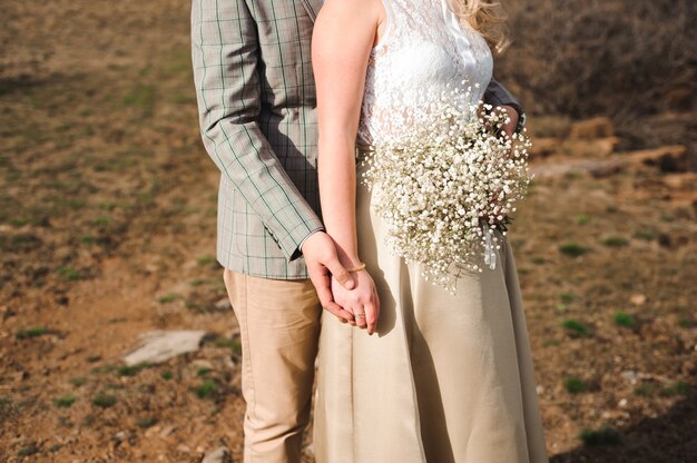 Wedding bouquet, bouqet of beautiful flowers on wedding day