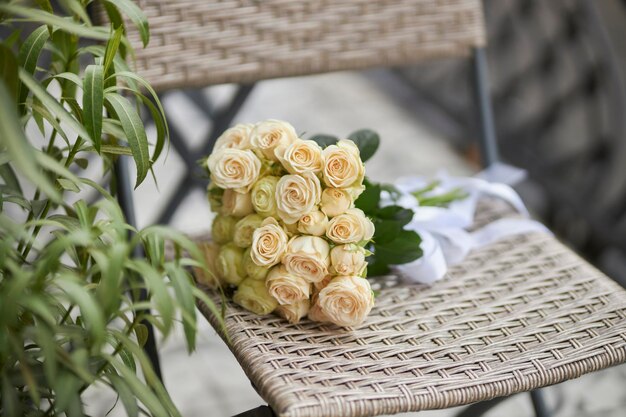 Wedding bouquet close-up. Wedding. Delicate beautiful bouquet.