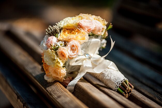 Wedding bouquet of different flowers