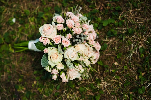 Wedding bouquet in the grass