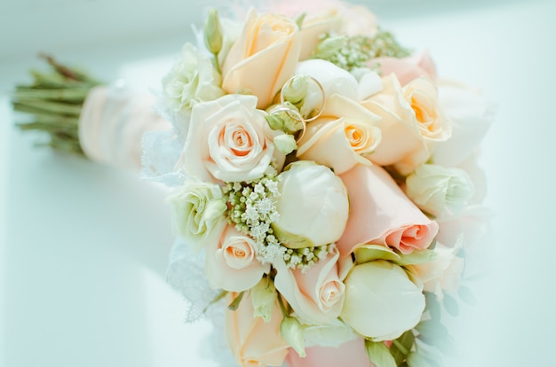 Wedding bouquet in pastel colors