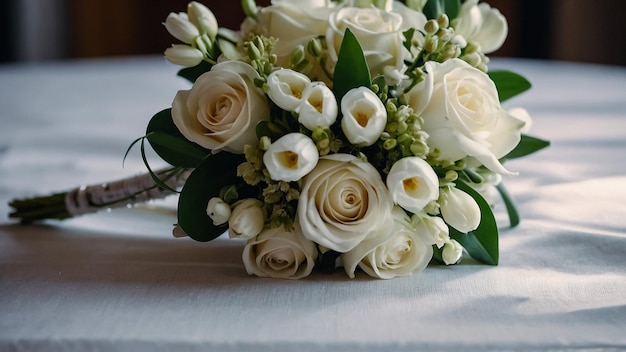 Wedding bouquet of white roses