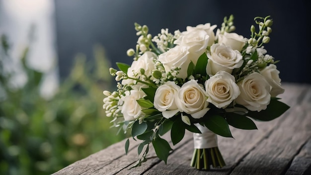 Wedding bouquet of white roses