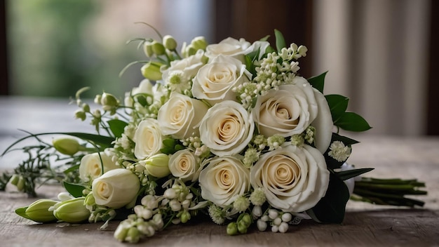 Wedding bouquet of white roses