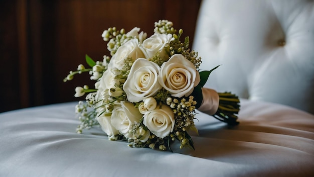 Wedding bouquet of white roses