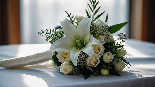 Wedding bouquet of white roses