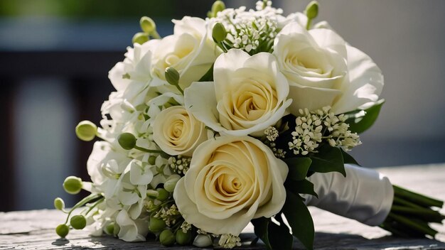 Wedding bouquet of white roses