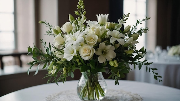 Wedding bouquet of white roses