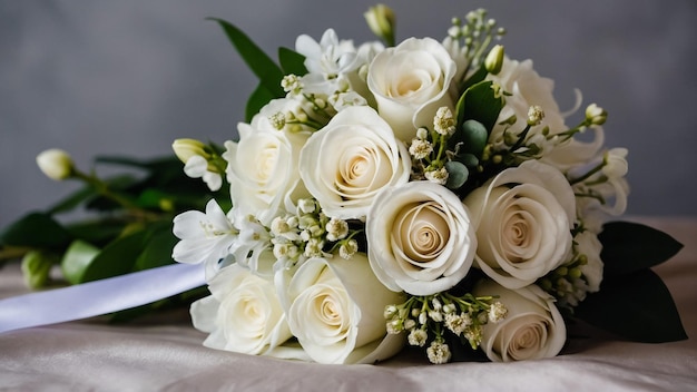 Wedding bouquet of white roses