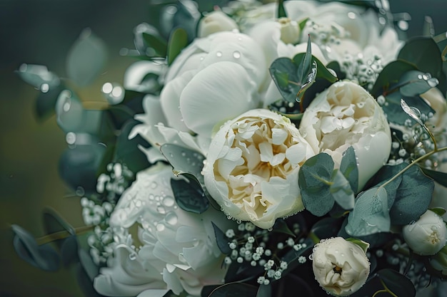 Wedding Bouquet with Morning Rain Drops