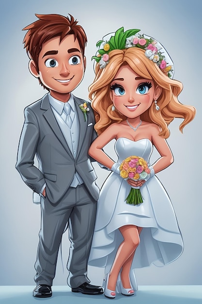 wedding bride and groom illustration