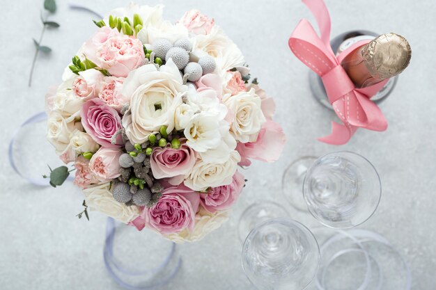 Wedding bride's bouquet. vintage toned picture