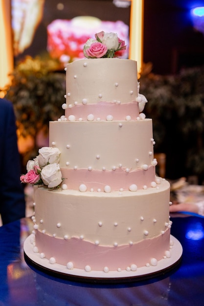 Wedding cake in a restaurant on a holiday