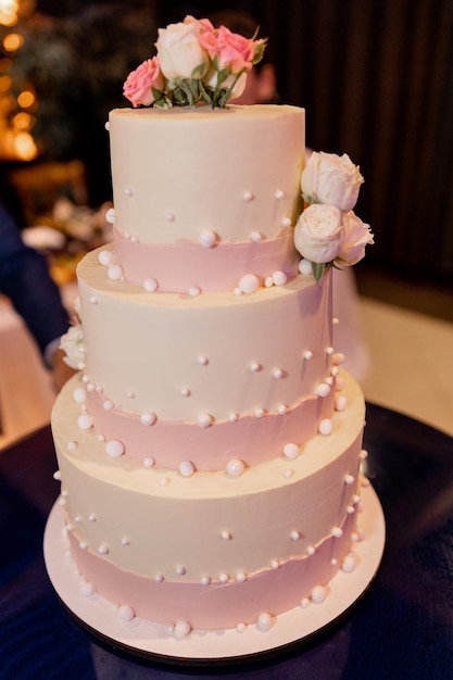 Wedding cake in a restaurant on a holiday