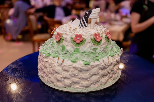 Wedding cake in a restaurant on a holiday