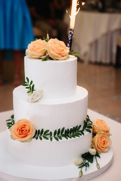 Wedding cake at the wedding of the newlyweds