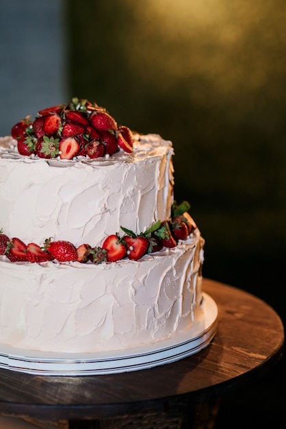 Wedding cake at the wedding of the newlyweds