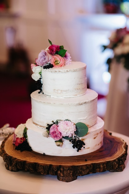 Wedding cake at the wedding of the newlyweds