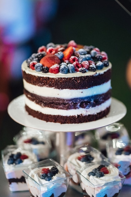 Wedding cake at the wedding of the newlyweds