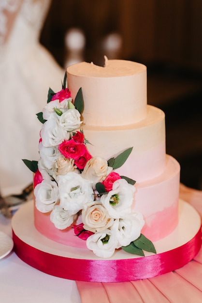 Wedding cake at the wedding of the newlyweds