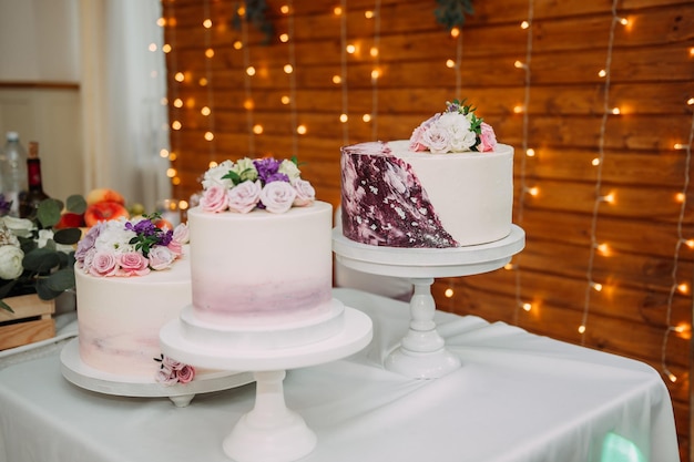 Wedding cakes before handing out to the newlyweds 3893