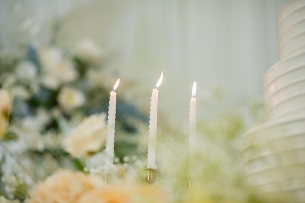 Wedding candle with bokeh light background