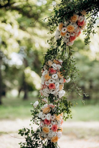 Wedding ceremony area, arch chairs decor