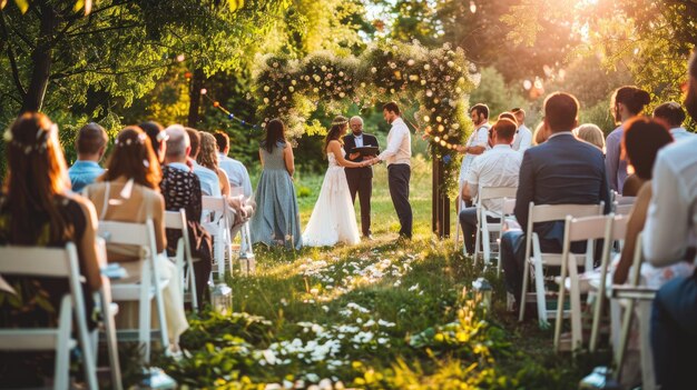 Photo wedding ceremony in a beautiful outdoor setting