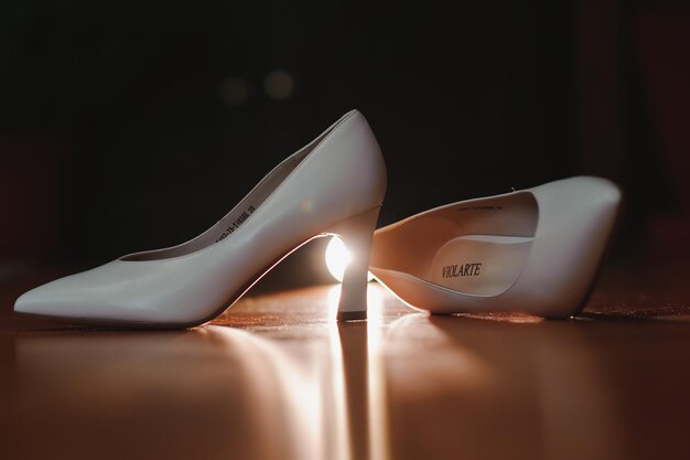 Wedding concept. bride's shoes and veil