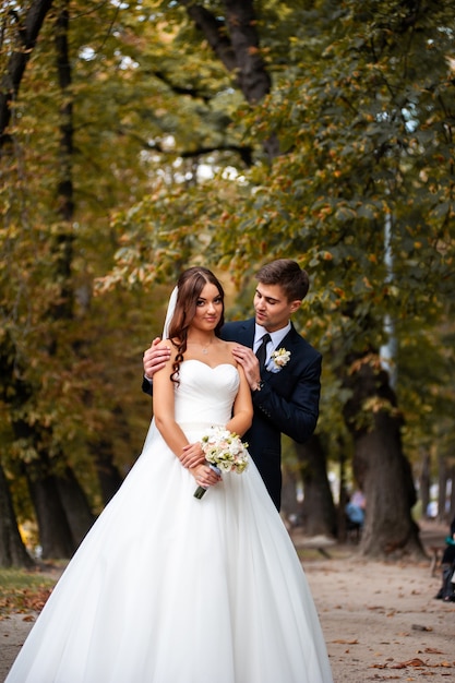 Wedding couple outdoor Groom and bride