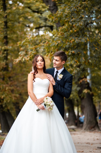 Wedding couple outdoor Groom and bride