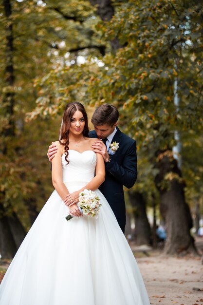 Wedding couple outdoor Groom and bride