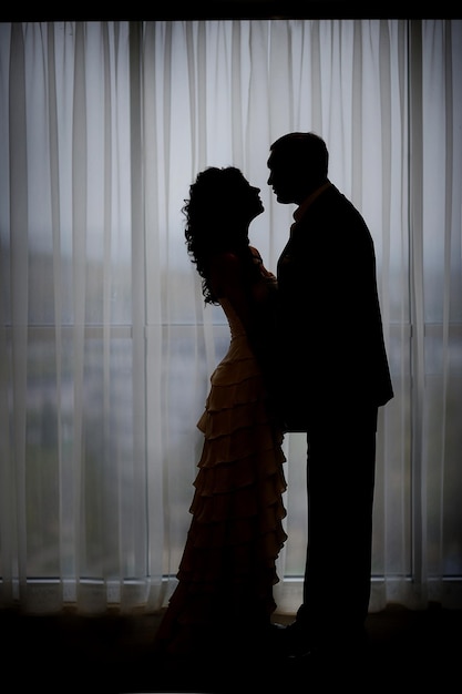 wedding couple silhouette groom and bride