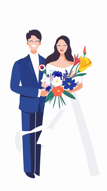 wedding couple vector flat minimalist