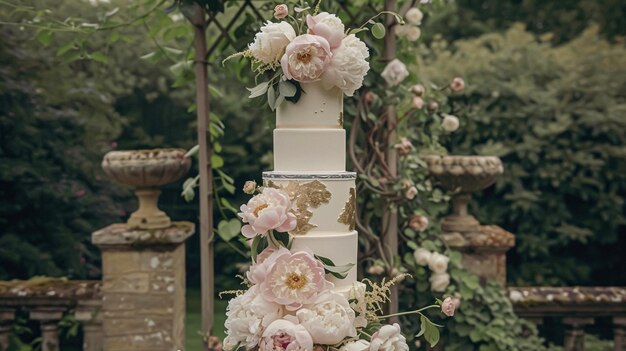 Photo wedding decoration with peonies floral decor and event celebration peony flowers and wedding