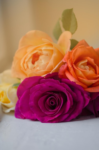 Wedding decoration with roses Bouquet of mixed roses