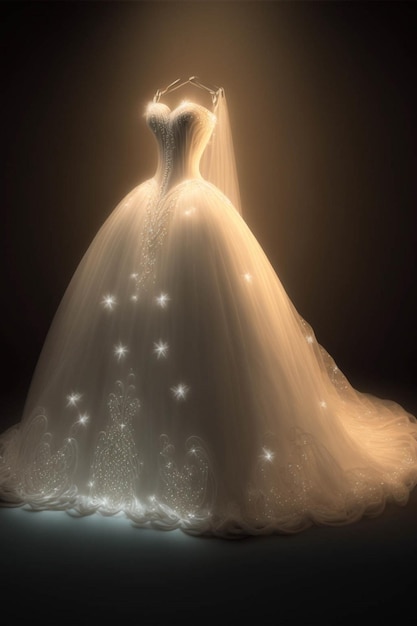 Wedding dress is displayed on a mannequin generative ai