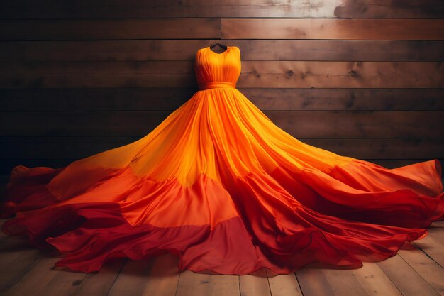 Wedding dress on a mannequin in the interior of the room