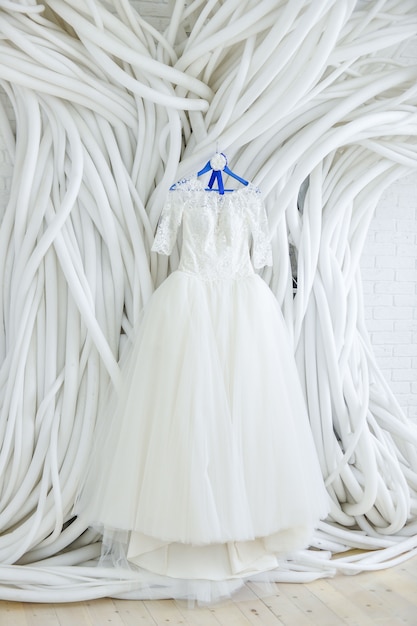 Wedding dress in the white room