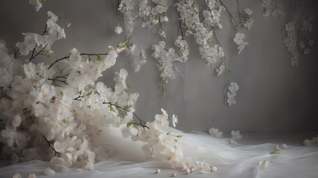 A wedding dress with flowers on it