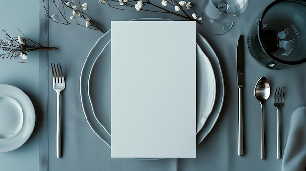 Photo wedding empty template laying on a plate on a white table