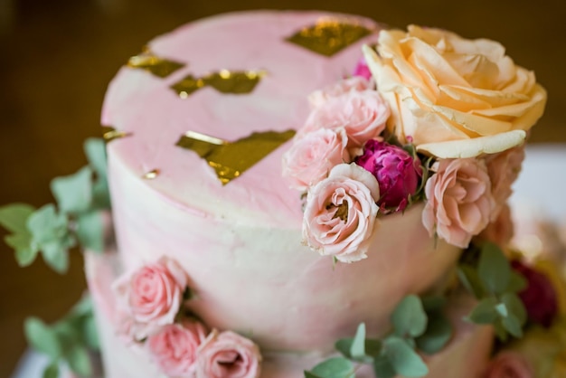 Wedding festive multistorey cake in white tone