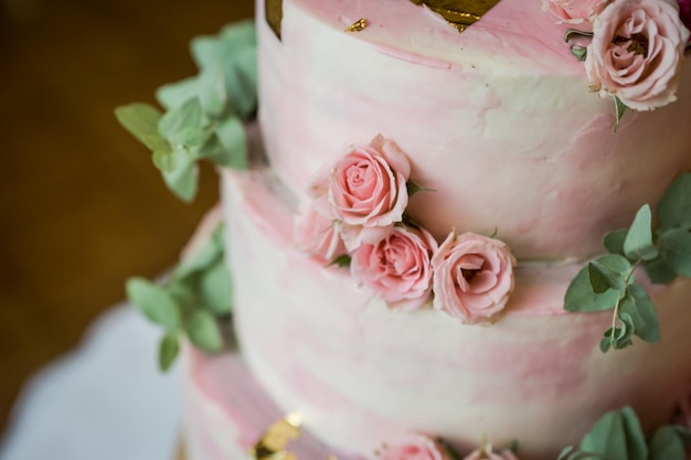 Wedding festive multistorey cake in white tone