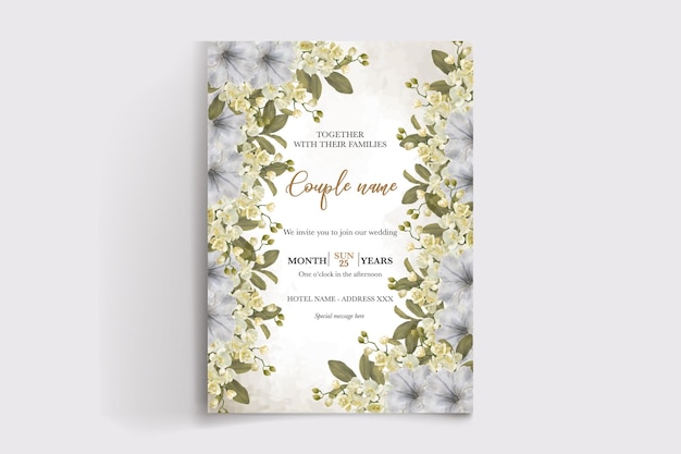 Photo wedding floral invitation card templates