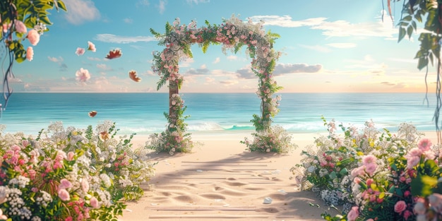 wedding flower arch in nature Generative AI