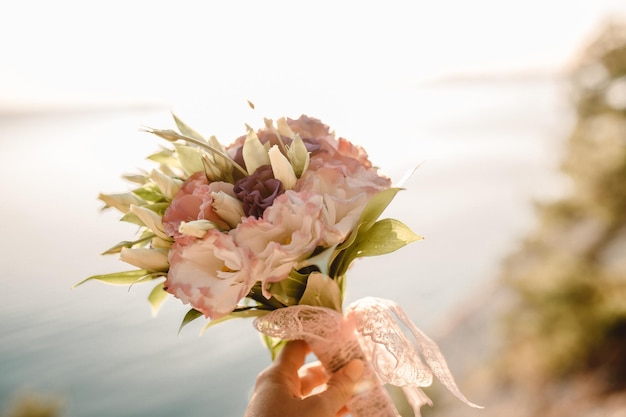 Wedding flowers bridal bouquet closeup closeup selective focus nobody objects