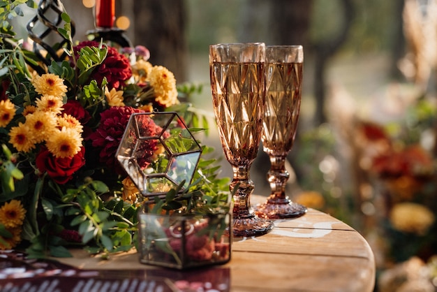 Wedding glasses for wine and champagne from crystal