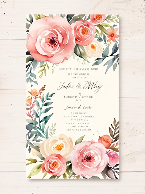 a wedding invitation for a bride and groom with flowers on it