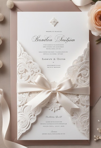 Photo wedding invitation card white color